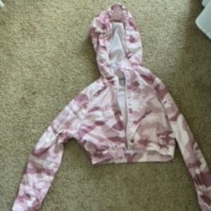 Cropped, active wear hoodie/jacket, Forever21, camo-print pink, XS